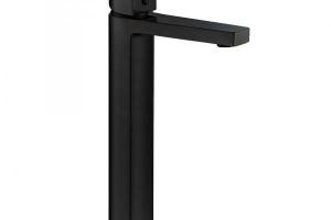 Grifo de lavabo caño alto Baho PLANO negro mate 28,8 cm ECO