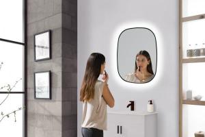 Espejo HALO negro con luz led 60x70 cm